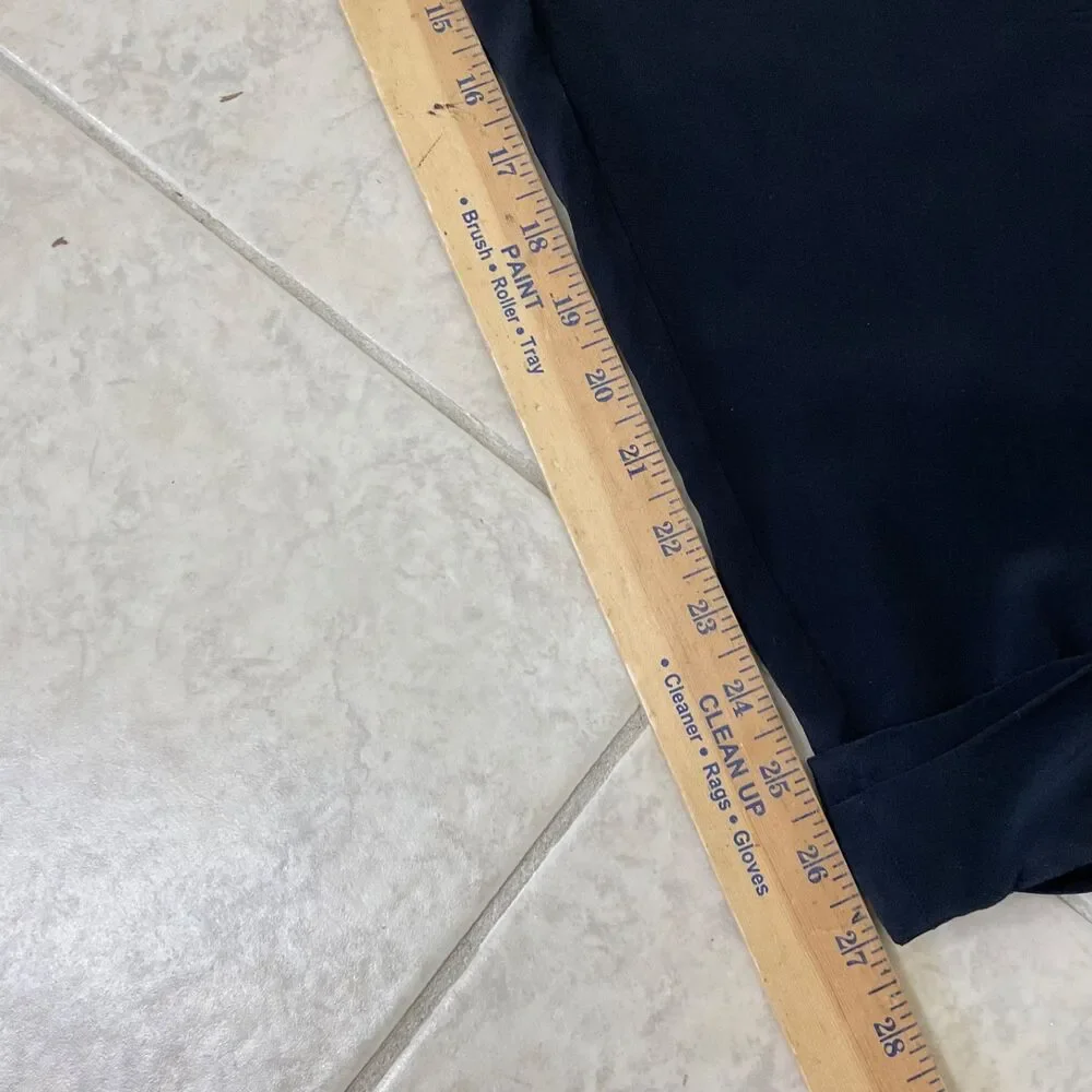 Tory Burch Pure Silk Black Trousers Women Sz. 10 Career Luxury Minimalist pocket
